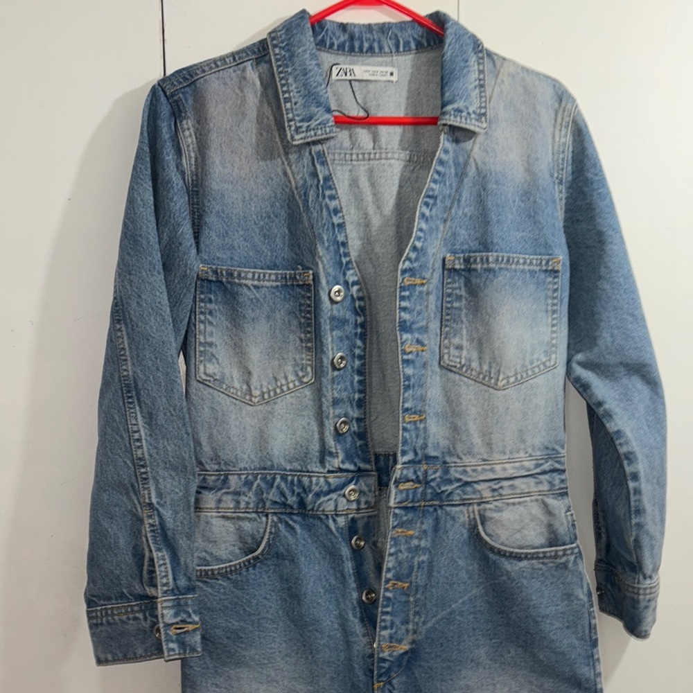 Zara Light Blue Denim Jumpsuit